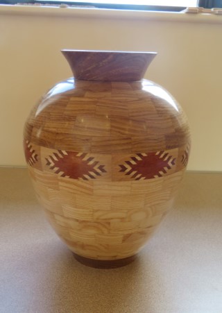 This segmented vase won a joint turning of the month for Chris Withall